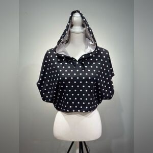 CLEARANCE! B/W Boutique Polka Dot Wide Cut Hooded Top Size M NWT